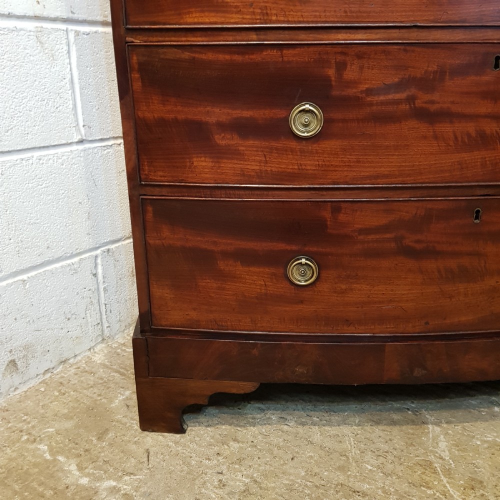 ANTIQUE REGENCY MAHOGANY BOW FRONT CHEST OF DRAWERS C1820 View V