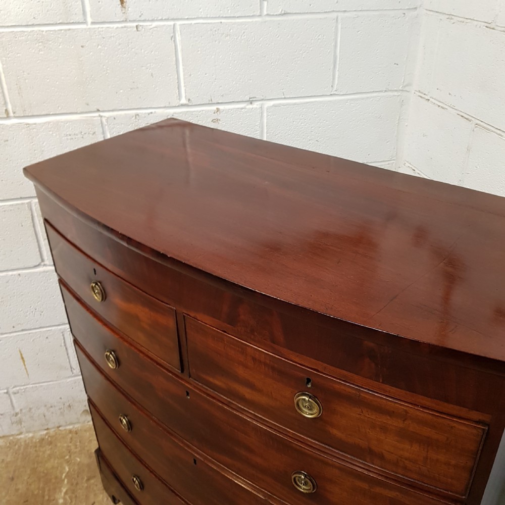 ANTIQUE REGENCY MAHOGANY BOW FRONT CHEST OF DRAWERS C1820 View VI