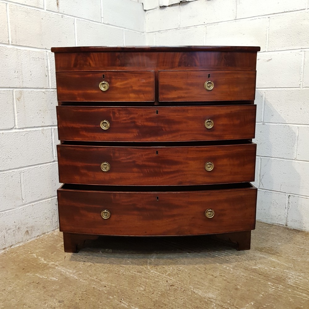ANTIQUE REGENCY MAHOGANY BOW FRONT CHEST OF DRAWERS C1820 View VII