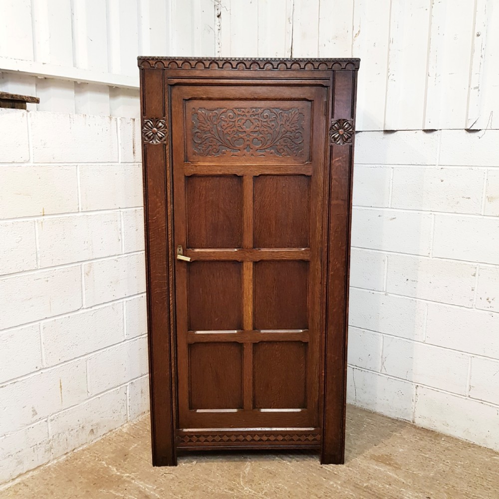 ANTIQUE CARVED OAK HALL WARDROBE C1920 View III