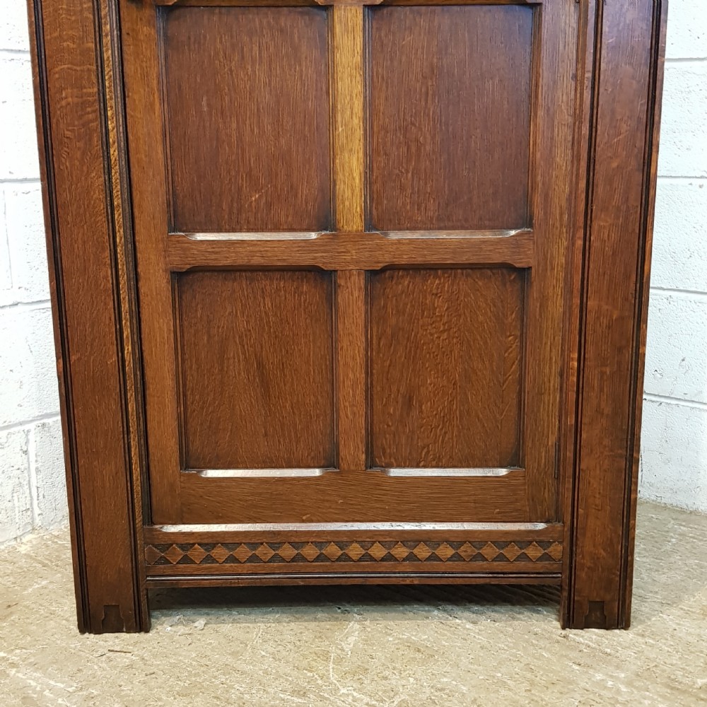 ANTIQUE CARVED OAK HALL WARDROBE C1920 View VII