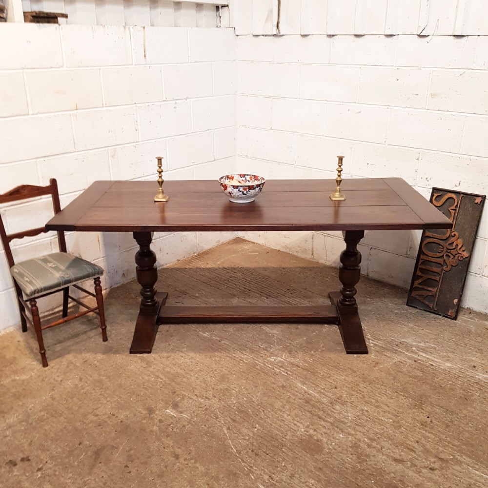 ANTIQUE OAK REFECTORY DINING TABLE C1920