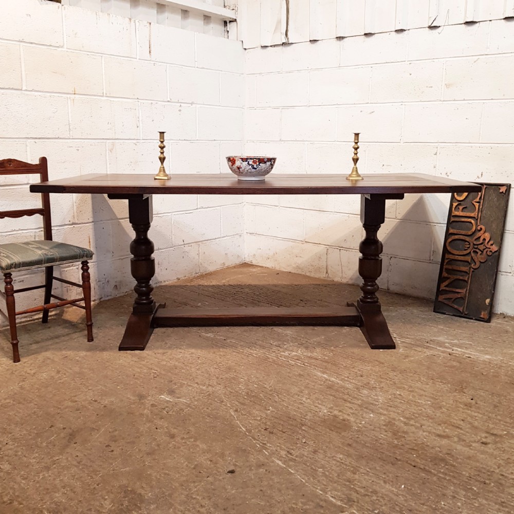 ANTIQUE OAK REFECTORY DINING TABLE C1920 View III