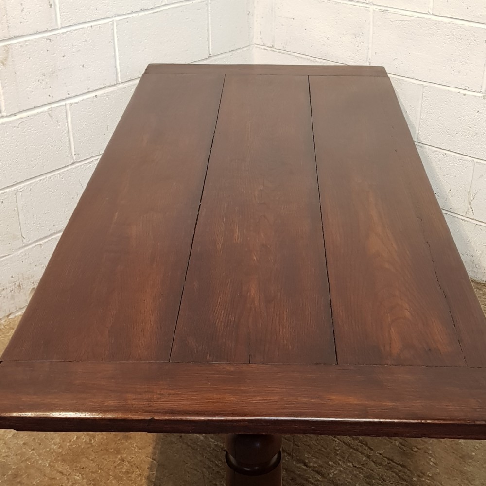 ANTIQUE OAK REFECTORY DINING TABLE C1920 View V
