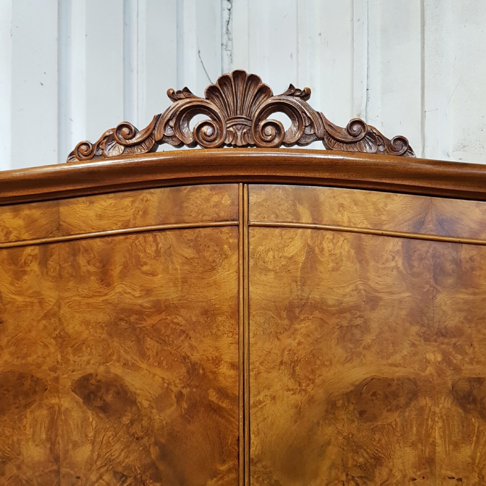 ANTIQUE BURR WALNUT FITTED WARDROBE TALLBOY  C1920 View II