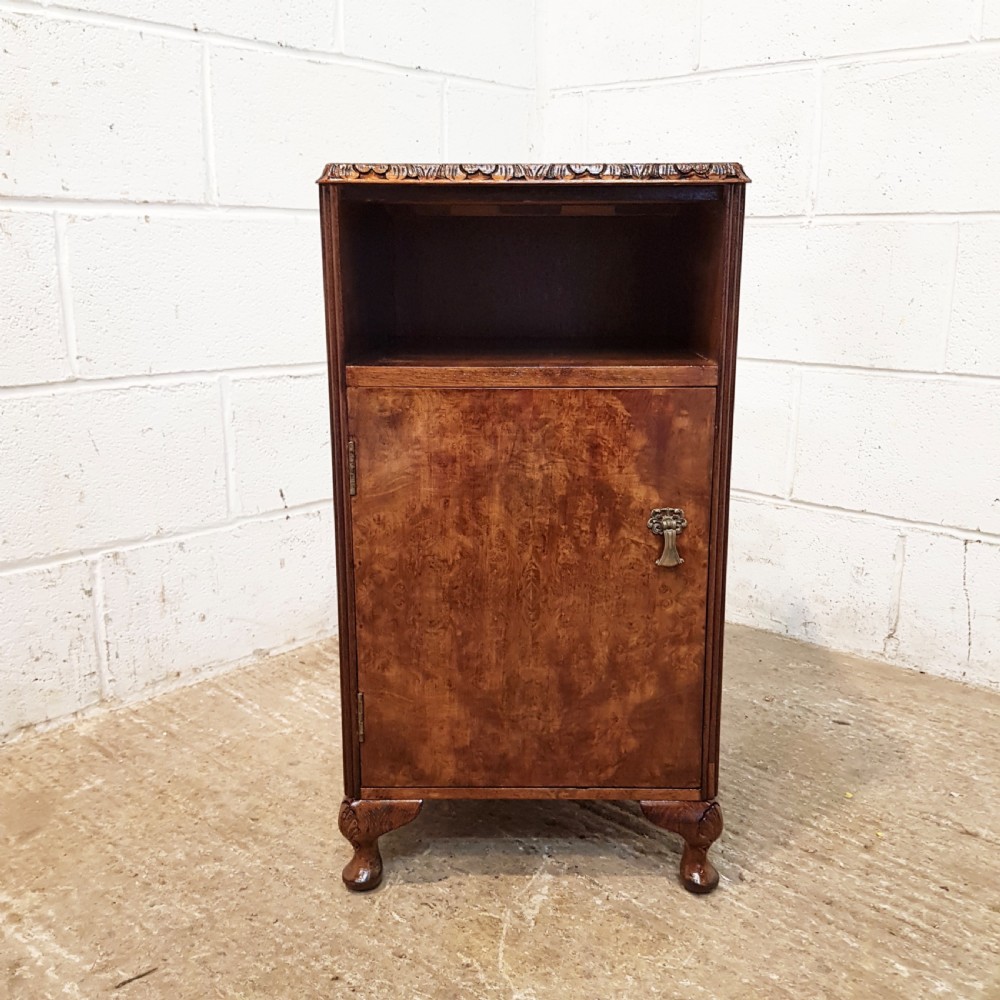 ANTIQUE PAIR BURR WALNUT BEDSIDE CABINETS C1920 View III