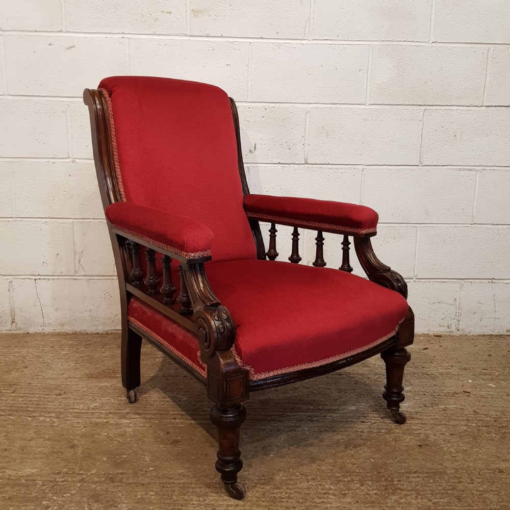 ANTIQUE VICTORIAN MAHOGANY FRAMED ARMCHAIR C1880 View II