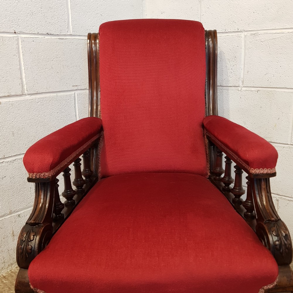 ANTIQUE VICTORIAN MAHOGANY FRAMED ARMCHAIR C1880 View III
