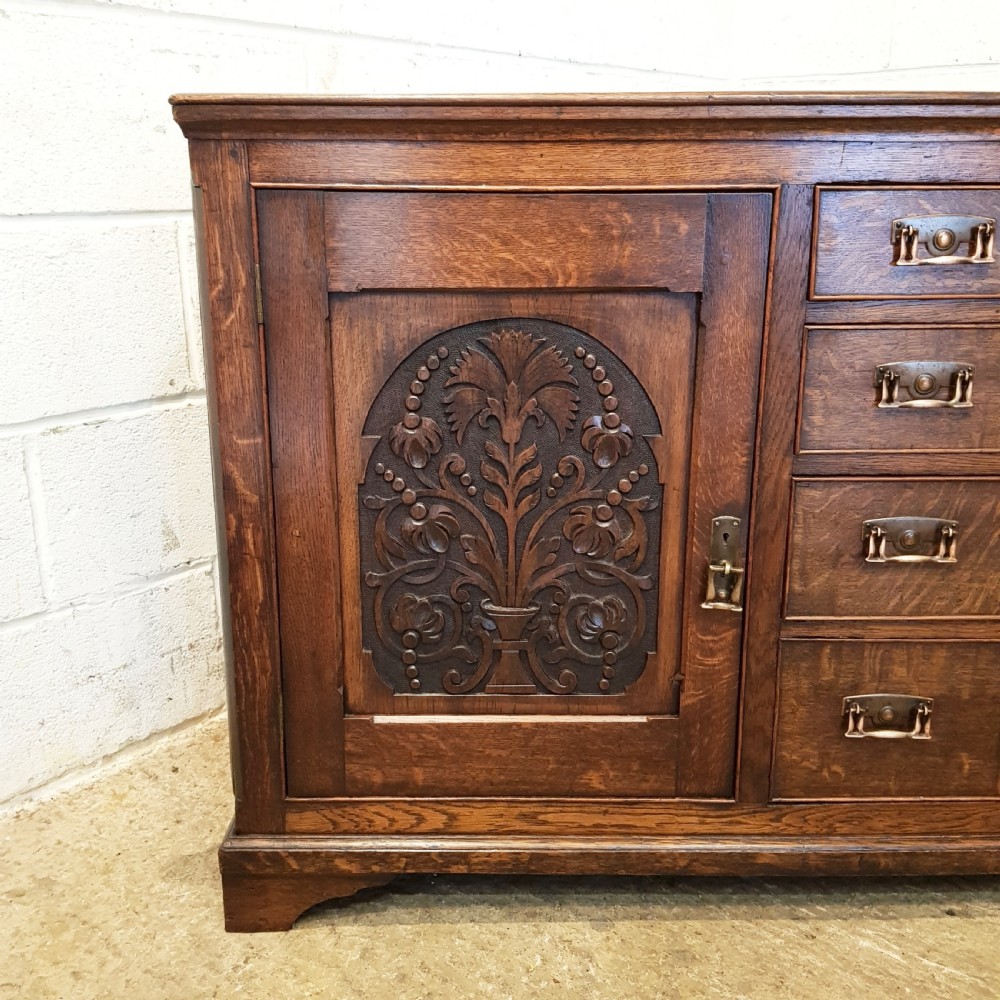 ANTIQUE WILLIAM 1V CARVED OAK DRESSER BASE C1830 View II