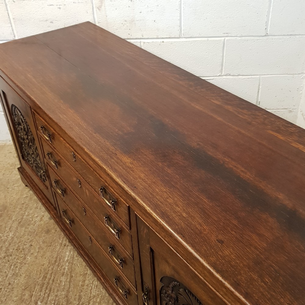 ANTIQUE WILLIAM 1V CARVED OAK DRESSER BASE C1830 View V