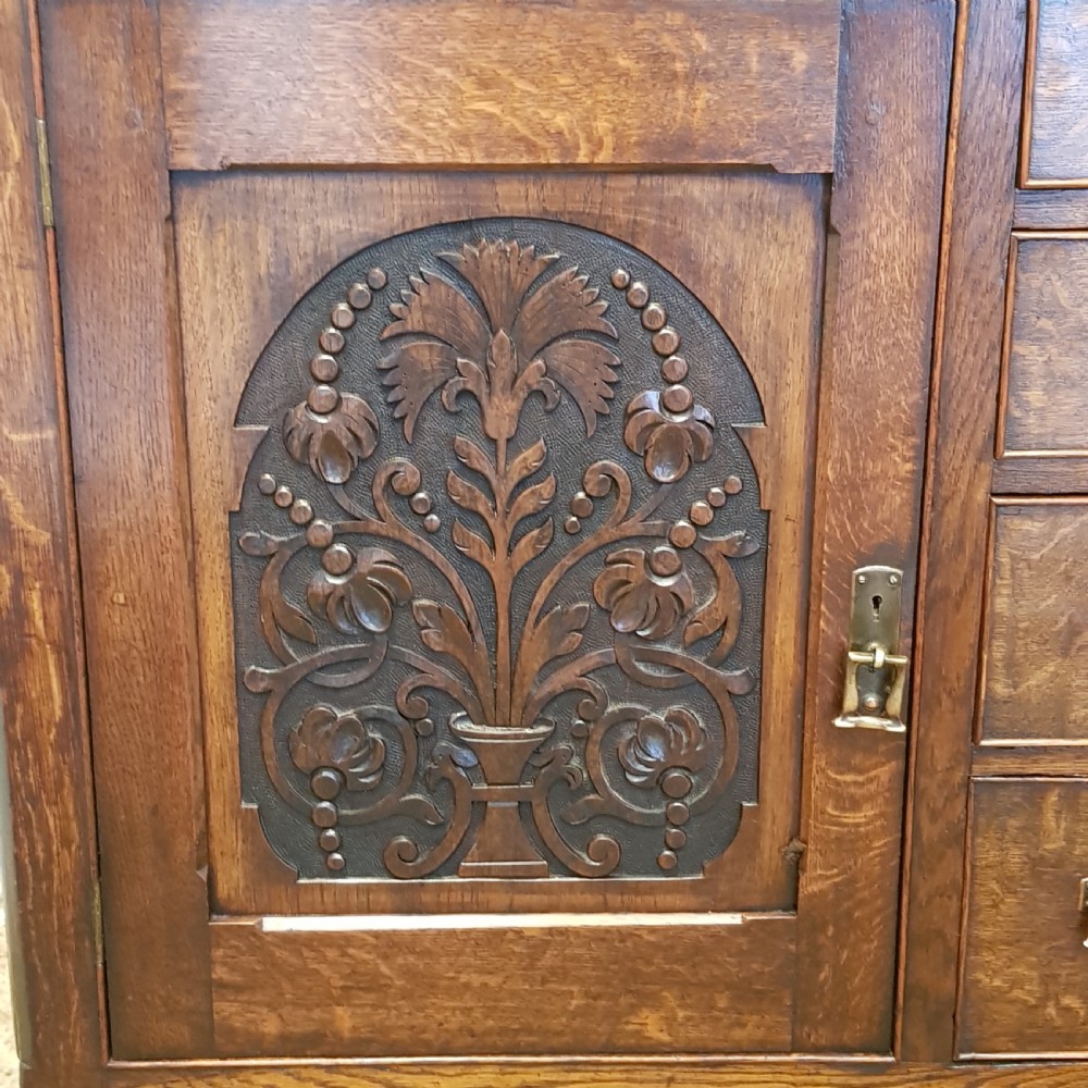 ANTIQUE WILLIAM 1V CARVED OAK DRESSER BASE C1830 View VI