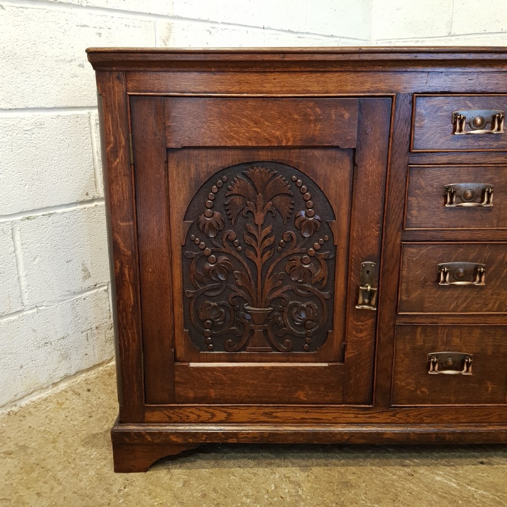 ANTIQUE WILLIAM 1V CARVED OAK DRESSER BASE C1830 View VII