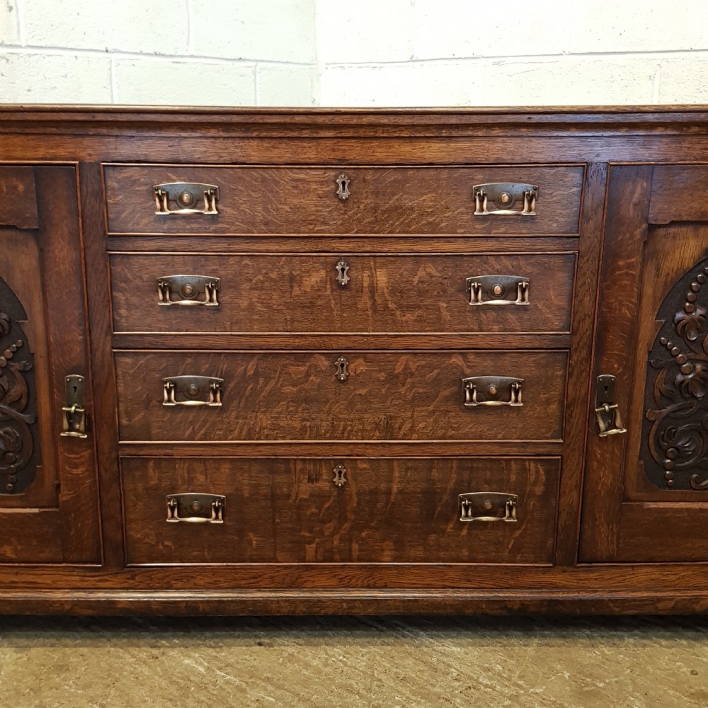 ANTIQUE WILLIAM 1V CARVED OAK DRESSER BASE C1830 View VIII