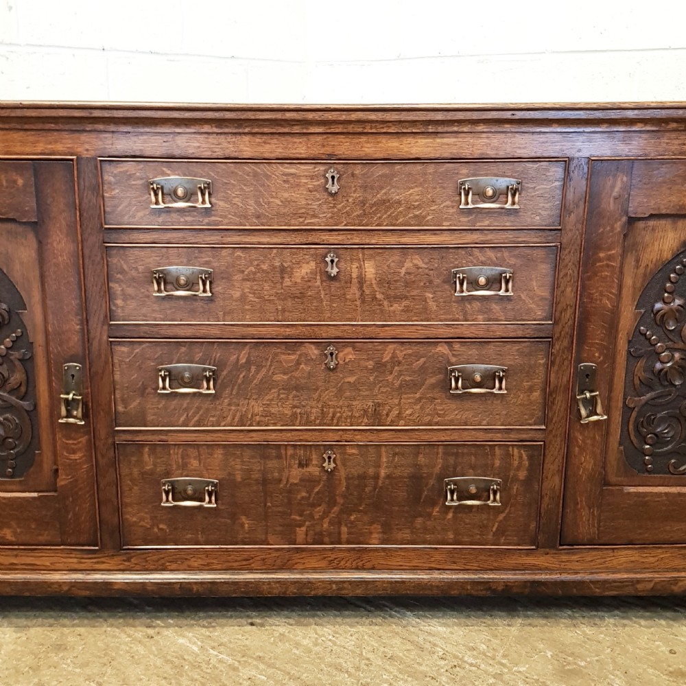 ANTIQUE WILLIAM 1V CARVED OAK DRESSER BASE C1830 View IX