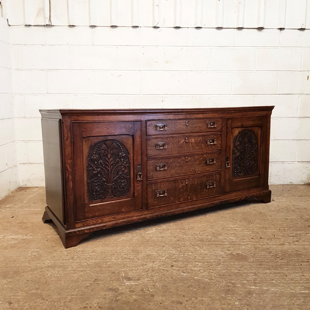 ANTIQUE WILLIAM 1V CARVED OAK DRESSER BASE C1830 View XI