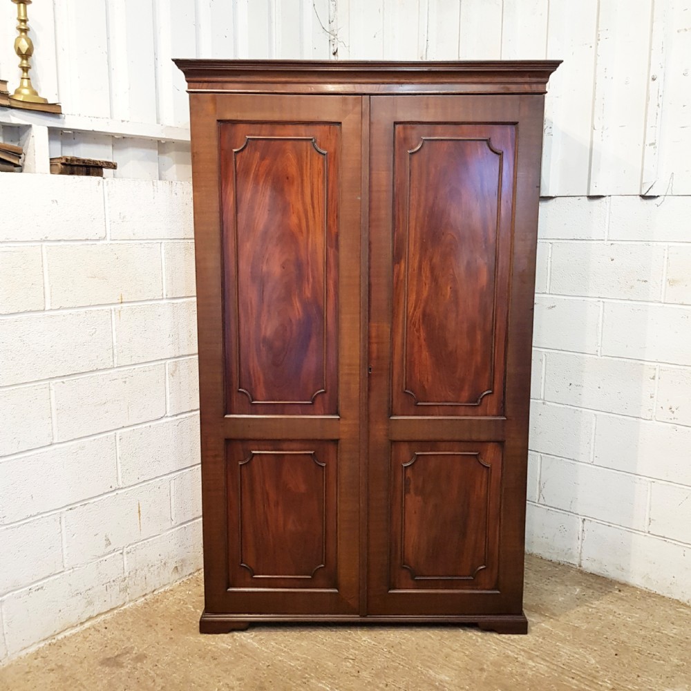 ANTIQUE EDWARDIAN REGENCY MAHOGANY DOUBLE WARDROBE 1900 View II
