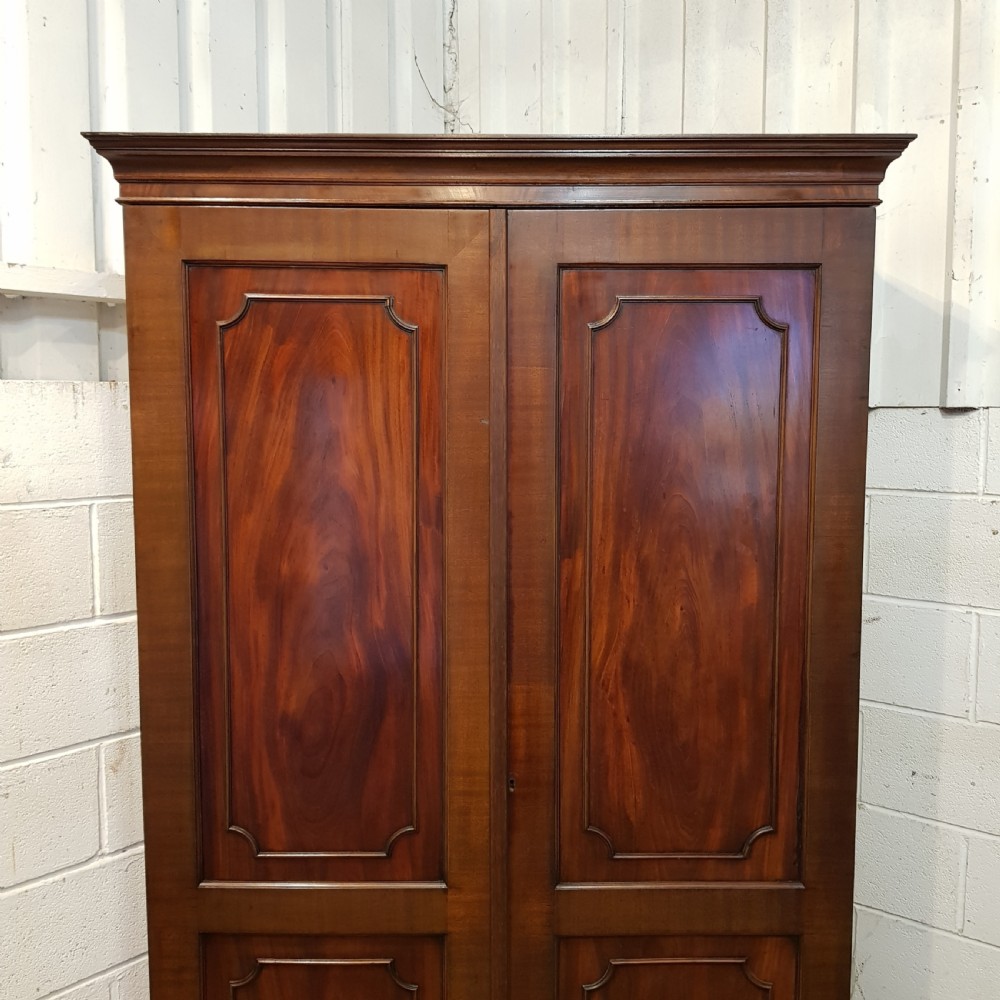 ANTIQUE EDWARDIAN REGENCY MAHOGANY DOUBLE WARDROBE 1900 View IV