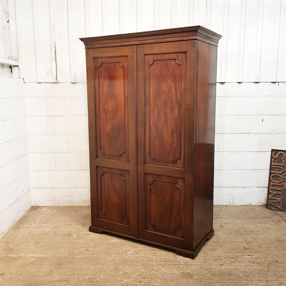 ANTIQUE EDWARDIAN REGENCY MAHOGANY DOUBLE WARDROBE 1900 View VI