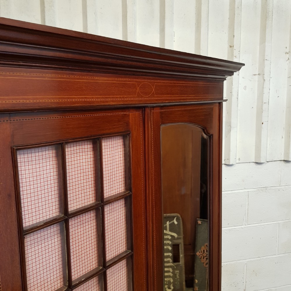 ANTIQUE EDWARDIAN MAHOGANY INLAID TRIPLE WARDROBE C1900 View II