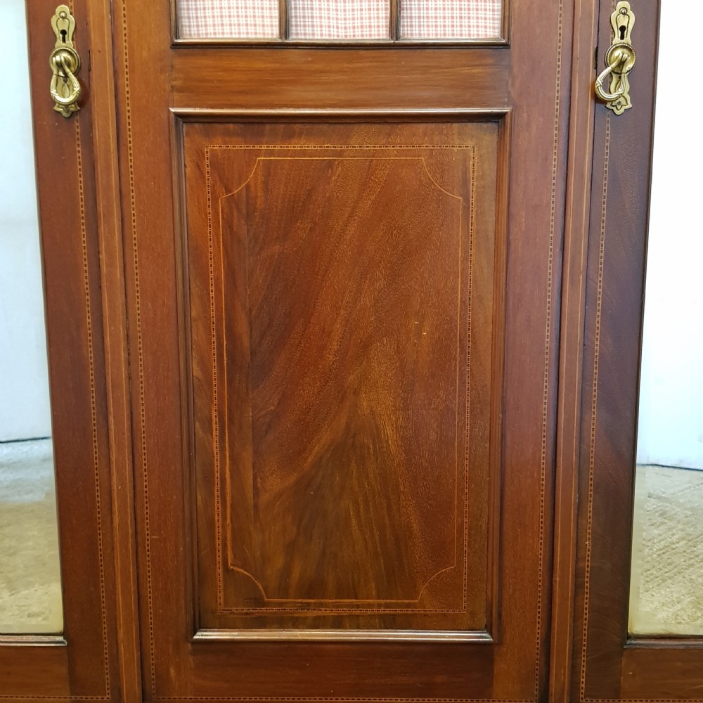 ANTIQUE EDWARDIAN MAHOGANY INLAID TRIPLE WARDROBE C1900 View IV