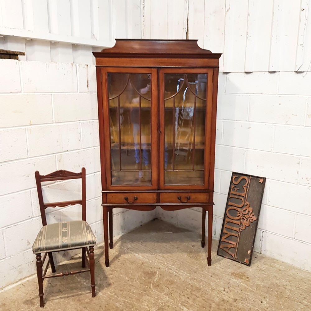 ANTIQUE EDWARDIAN MAHOGANY DISPLAY CABINET C1900