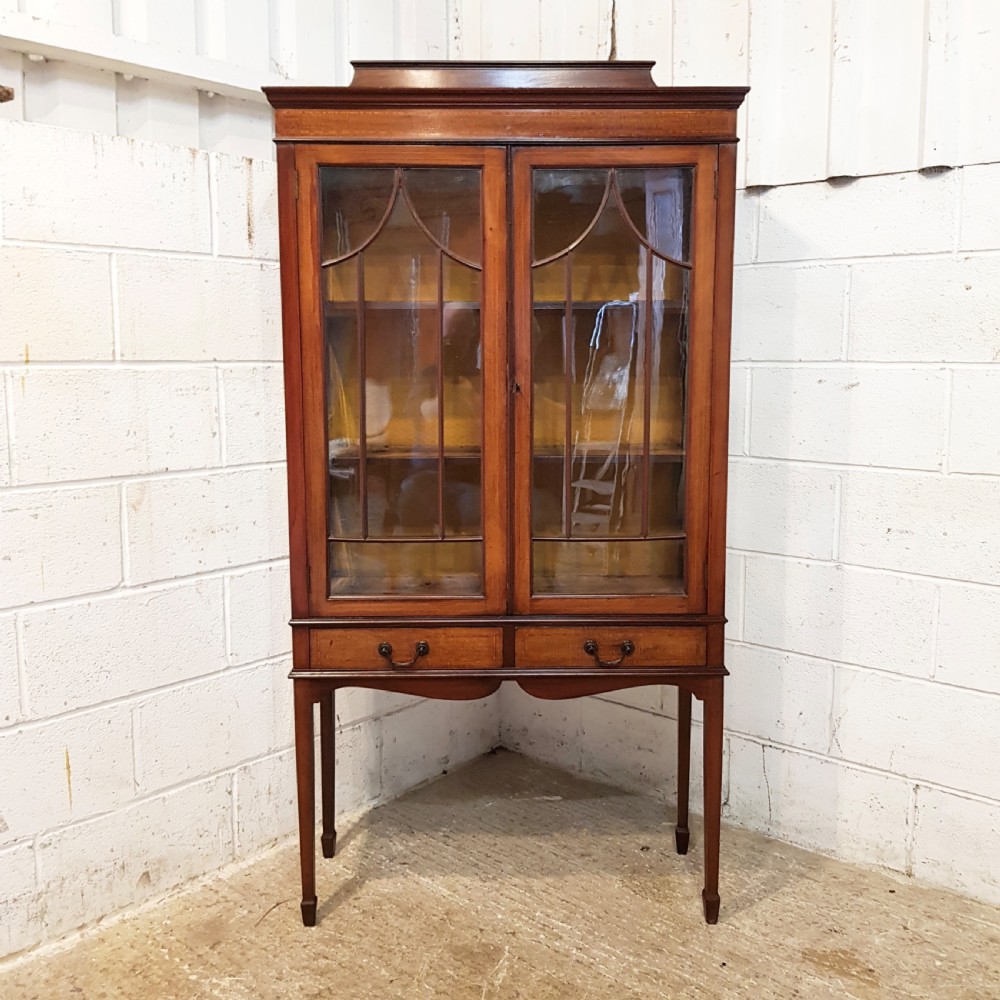 ANTIQUE EDWARDIAN MAHOGANY DISPLAY CABINET C1900 View V