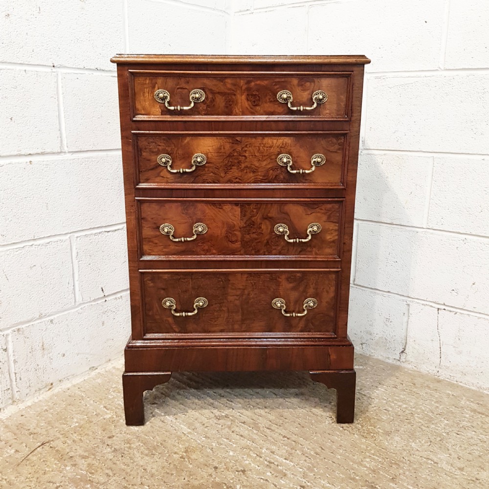 ANTIQUE EDWARDIAN NARROW BURR WALNUT CHEST OF DRAWERS C1900 View II