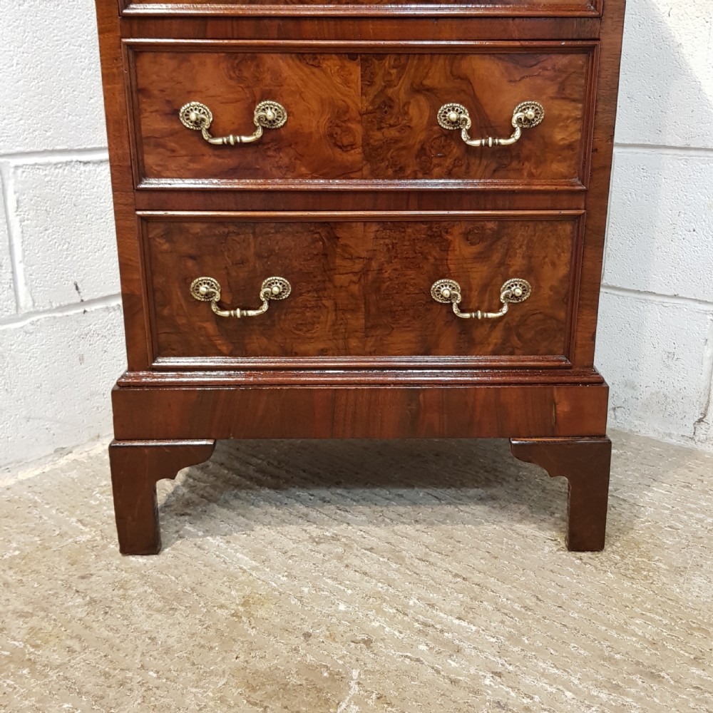 ANTIQUE EDWARDIAN NARROW BURR WALNUT CHEST OF DRAWERS C1900 View VI