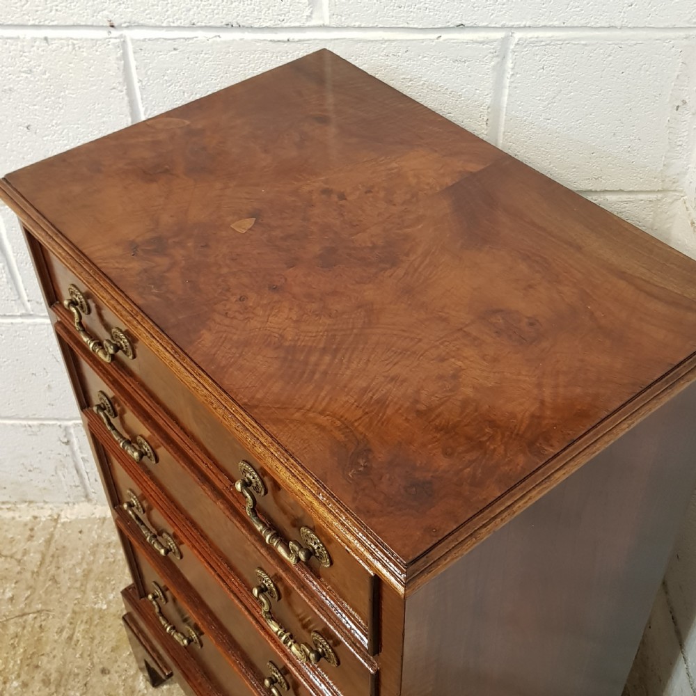 ANTIQUE EDWARDIAN NARROW BURR WALNUT CHEST OF DRAWERS C1900 View VII