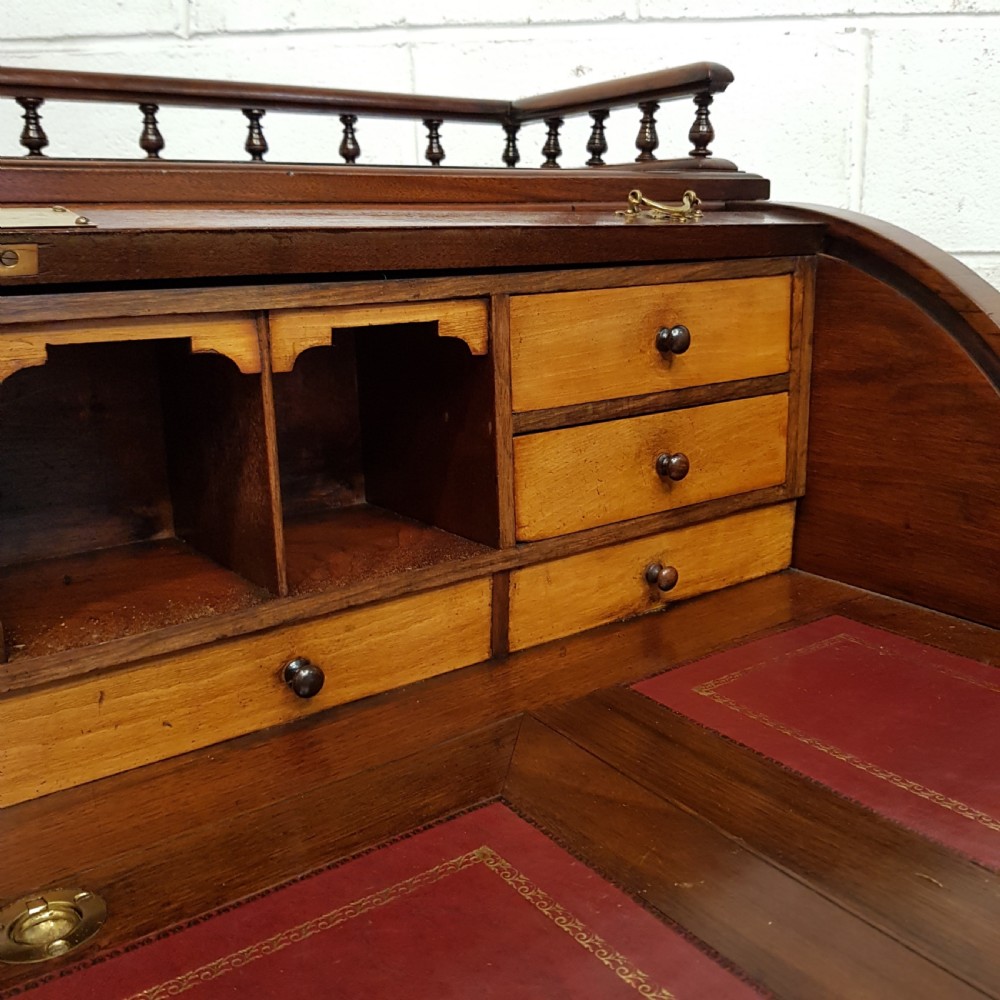 ANTIQUE VICTORIAN WALNUT ROLL TOP DESK C1880 View V