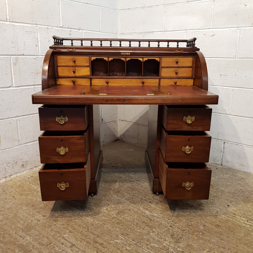 ANTIQUE VICTORIAN WALNUT ROLL TOP DESK C1880 View VII