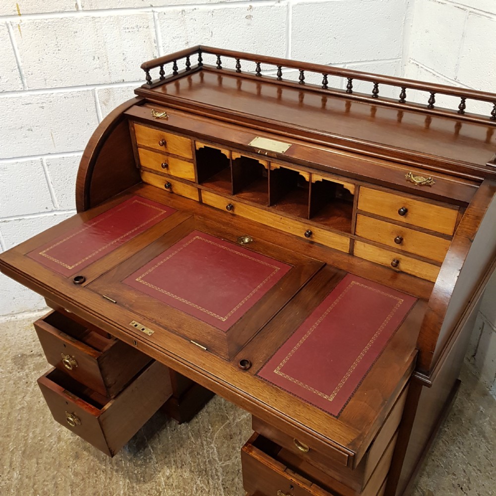 ANTIQUE VICTORIAN WALNUT ROLL TOP DESK C1880 View VIII