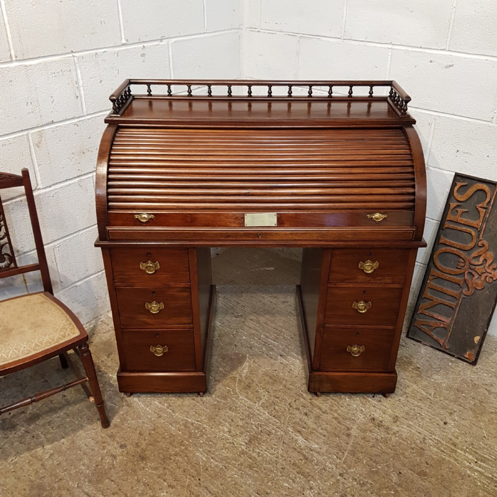 ANTIQUE VICTORIAN WALNUT ROLL TOP DESK C1880 View IX
