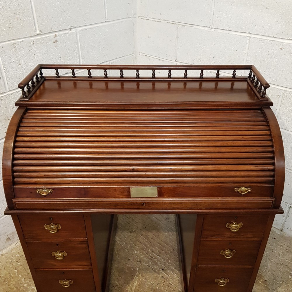 ANTIQUE VICTORIAN WALNUT ROLL TOP DESK C1880 View X