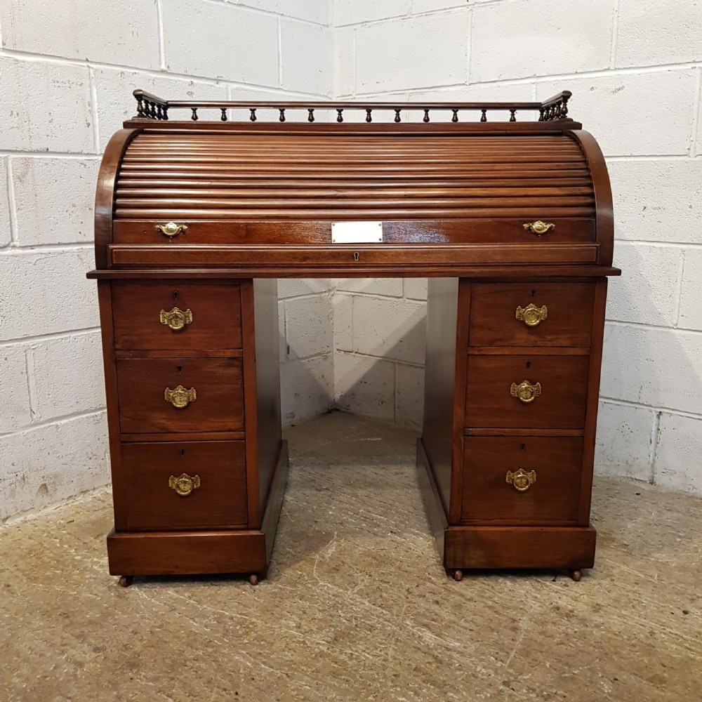 ANTIQUE VICTORIAN WALNUT ROLL TOP DESK C1880 View XII