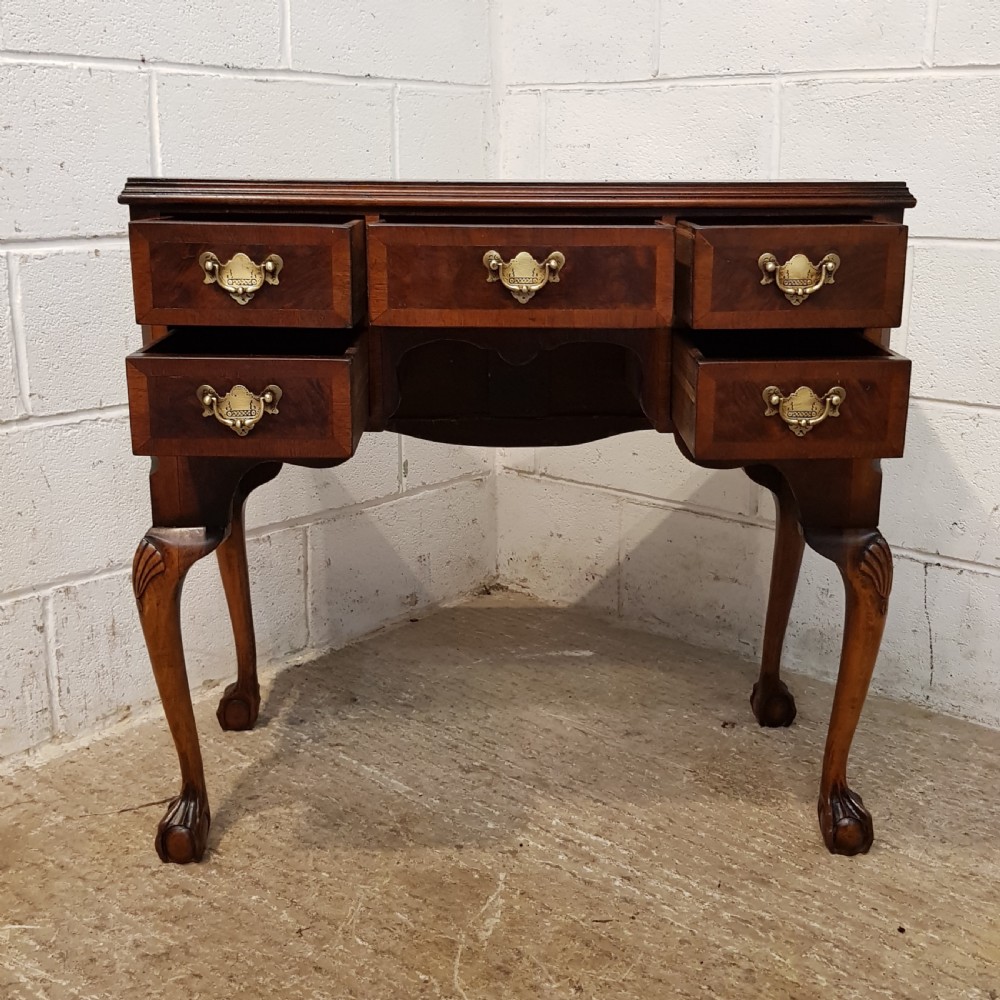 ANTIQUE EDWARDIAN BURR WALNUT LOWBOY DESK C1900 View V