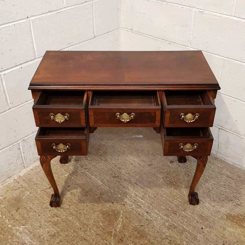 ANTIQUE EDWARDIAN BURR WALNUT LOWBOY DESK C1900 View VI