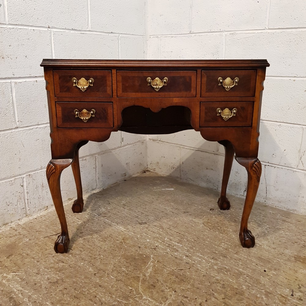 ANTIQUE EDWARDIAN BURR WALNUT LOWBOY DESK C1900 View X