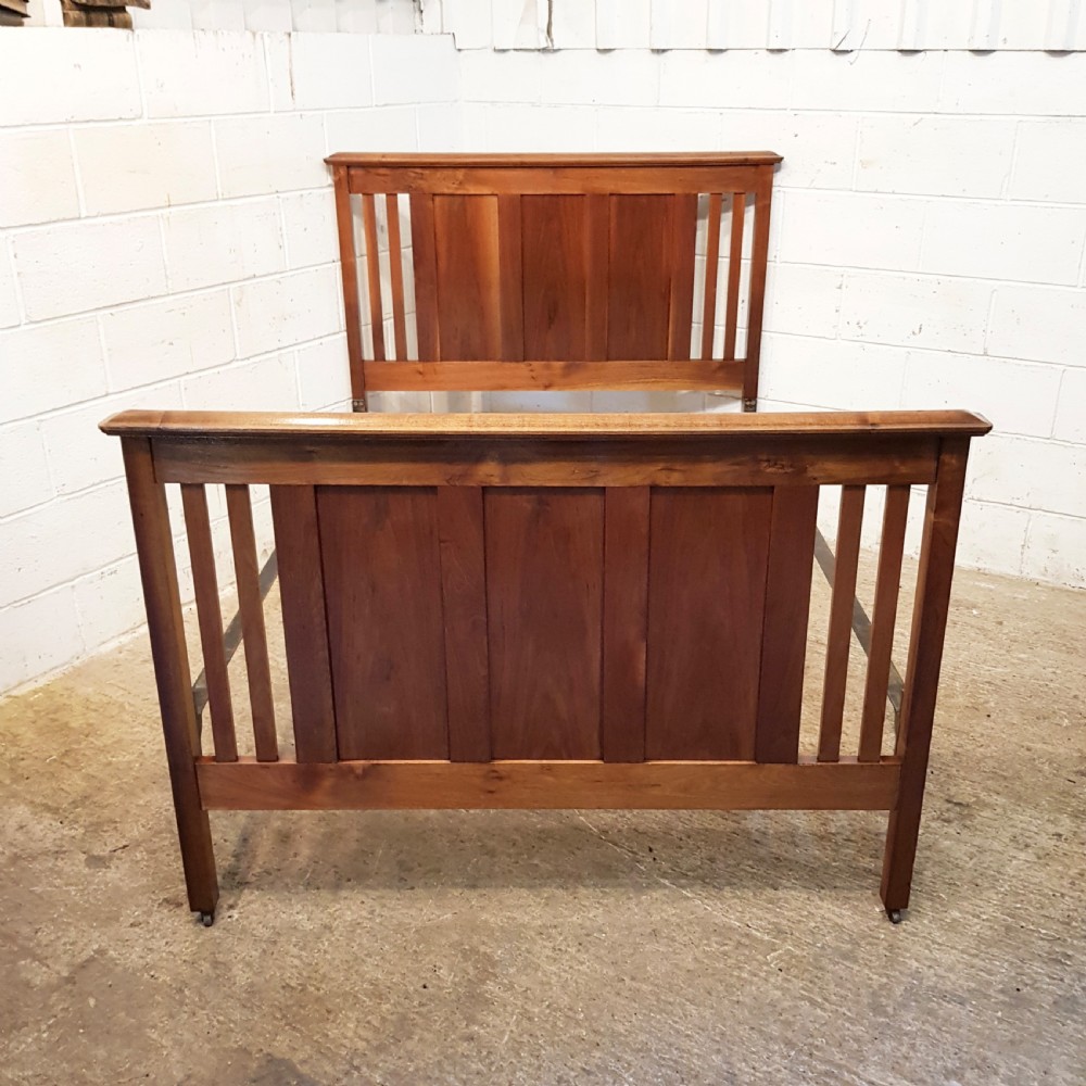 ANTIQUE EDWARDIAN RED WALNUT DOUBLE BED C1900 View V