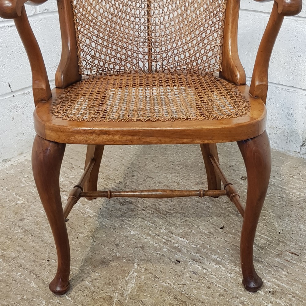 ANTIQUE WALNUT SPLIT CANE BERGERE  DESK CHAIR C1920 View II
