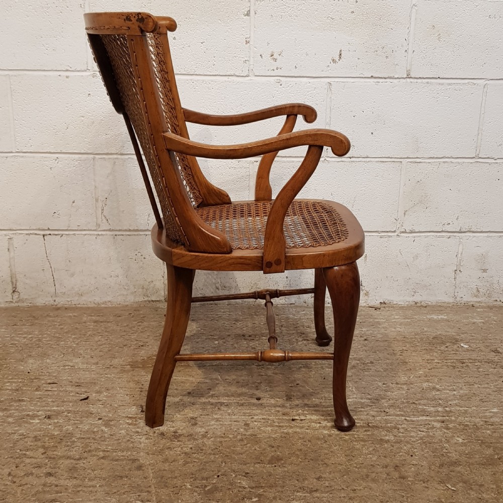 ANTIQUE WALNUT SPLIT CANE BERGERE  DESK CHAIR C1920 View VI