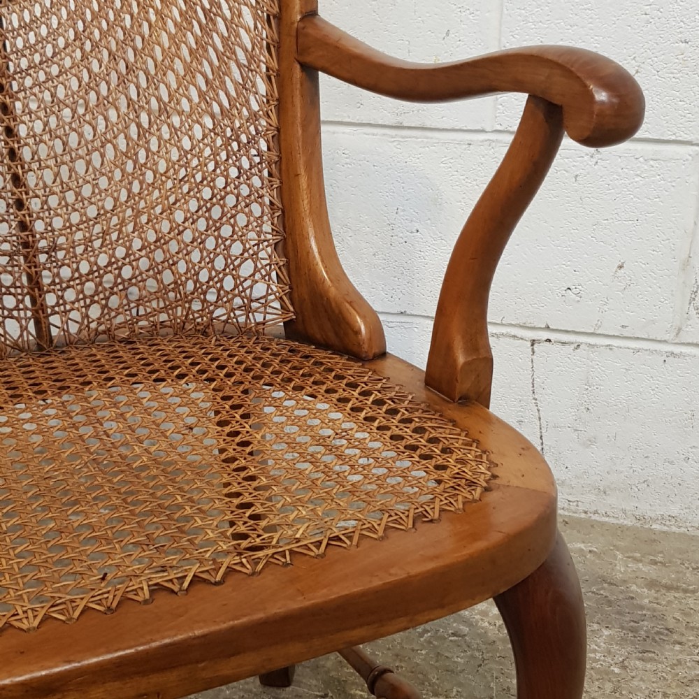 ANTIQUE WALNUT SPLIT CANE BERGERE  DESK CHAIR C1920 View VIII