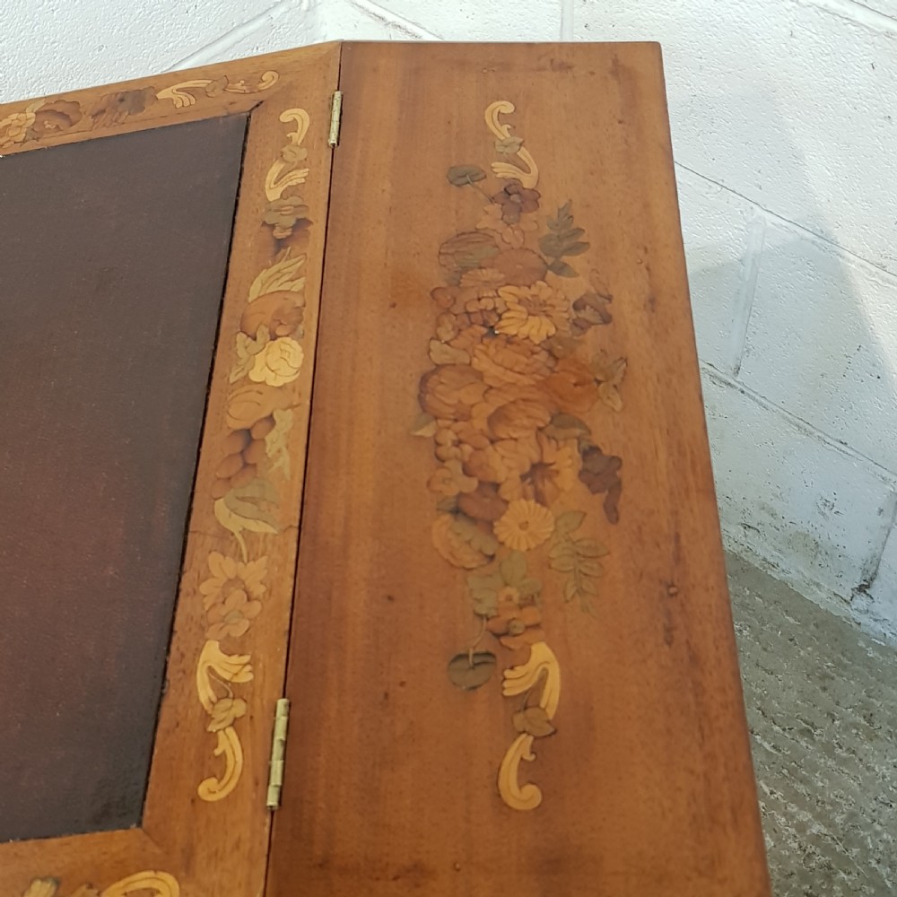 ANTIQUE VICTORIAN WALNUT AND MAHOGANY MARQUETRY WRITING SLOPE  DESK C1880 View VI