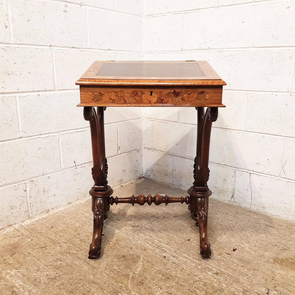ANTIQUE VICTORIAN WALNUT AND MAHOGANY MARQUETRY WRITING SLOPE  DESK C1880 View IX