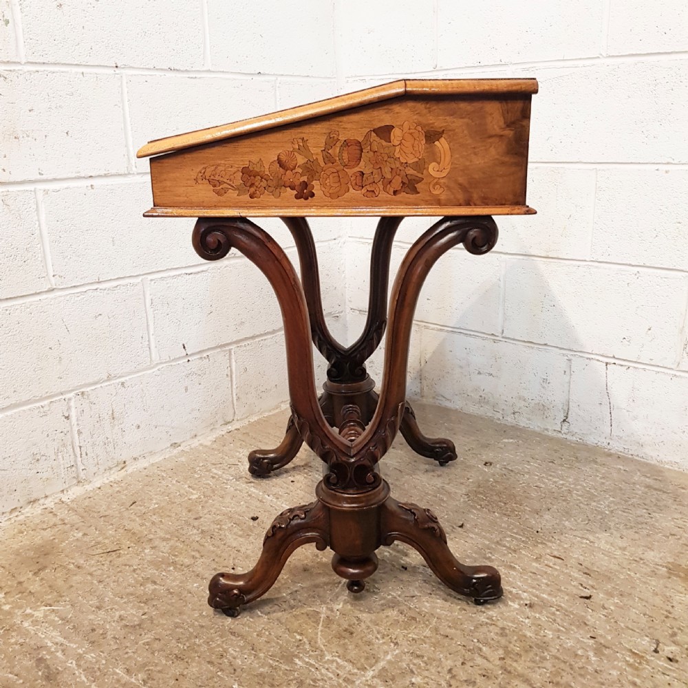 ANTIQUE VICTORIAN WALNUT AND MAHOGANY MARQUETRY WRITING SLOPE  DESK C1880 View X