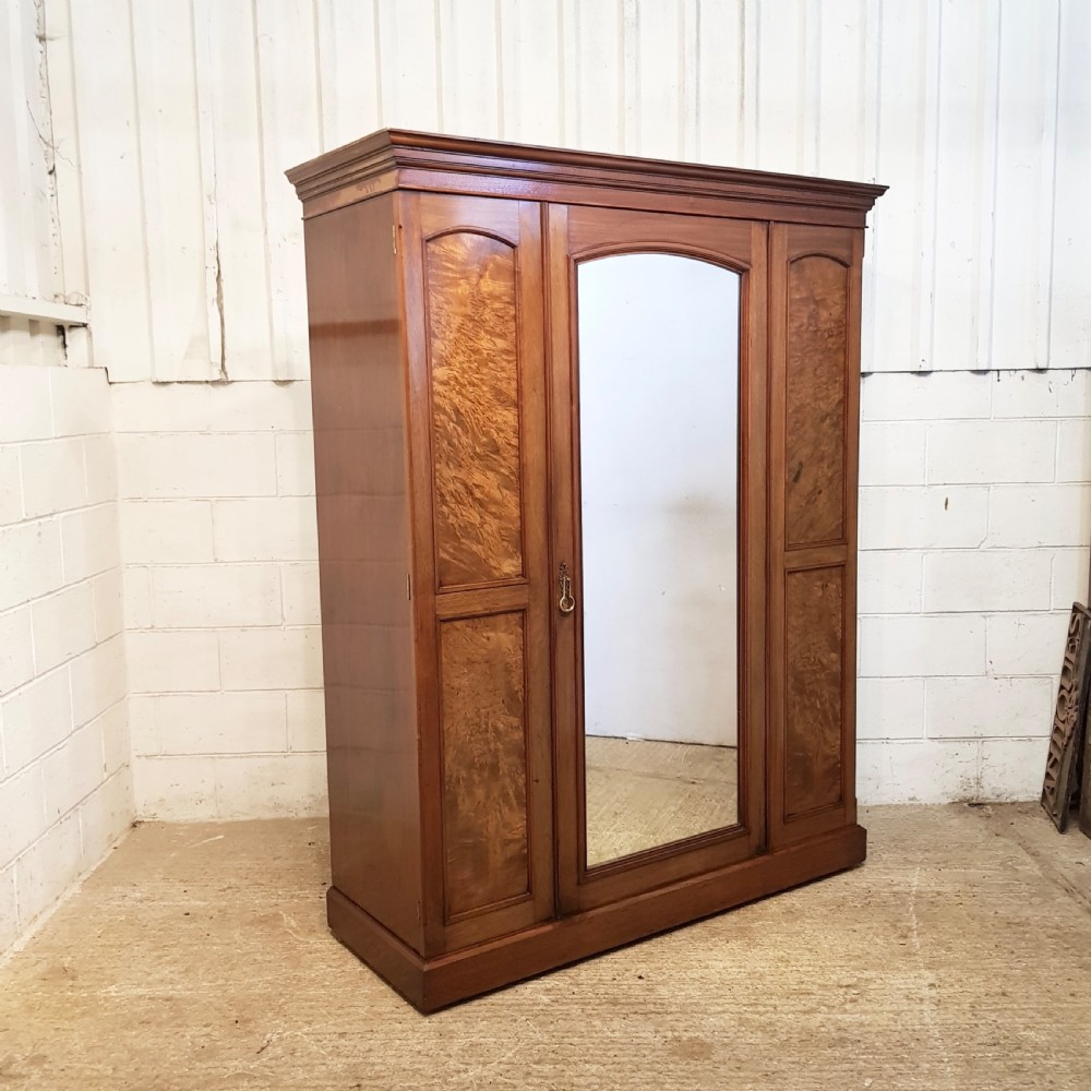 ANTIQUE LATE VICTORIAN BURR WALNUT TRIPLE WARDROBE C1890 View V