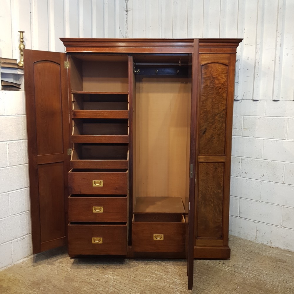 ANTIQUE LATE VICTORIAN BURR WALNUT TRIPLE WARDROBE C1890 View VI