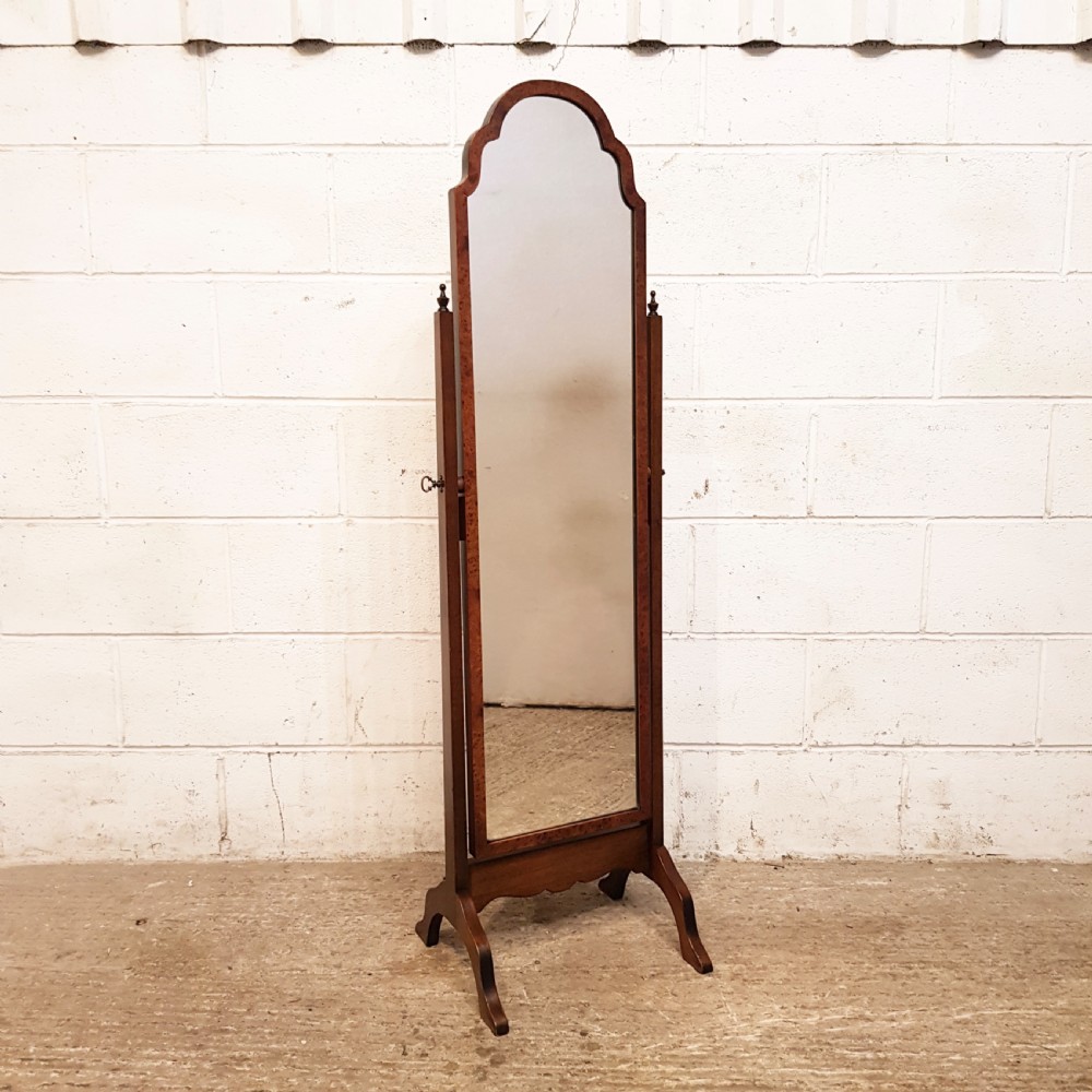 ANTIQUE BURR WALNUT CHEVAL MIRROR C1920 View IV