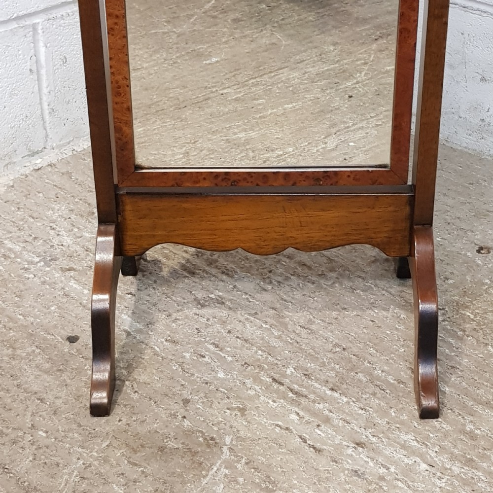 ANTIQUE BURR WALNUT CHEVAL MIRROR C1920 View V