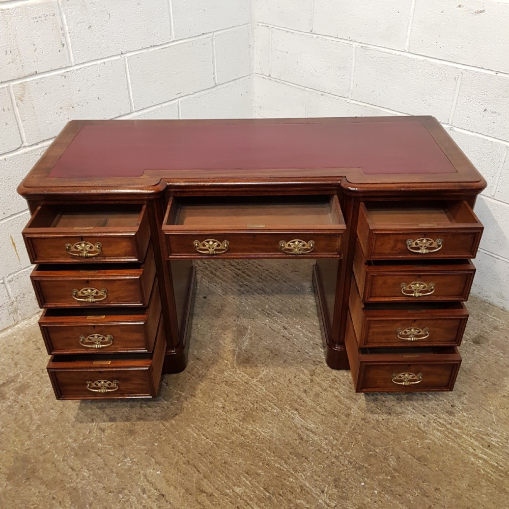 ANTIQUE VICTORIAN MAHOGANY BREAKFRONT PEDESTAL DESK C1880 View III
